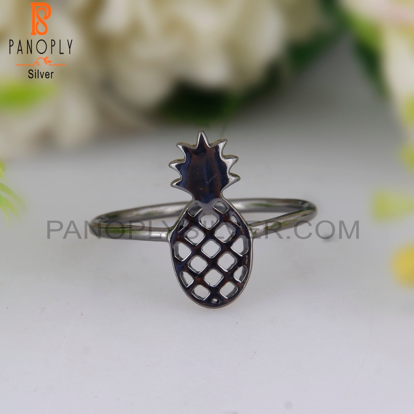 Pineapple Design Oxidized 925 Sterling Silver Ring