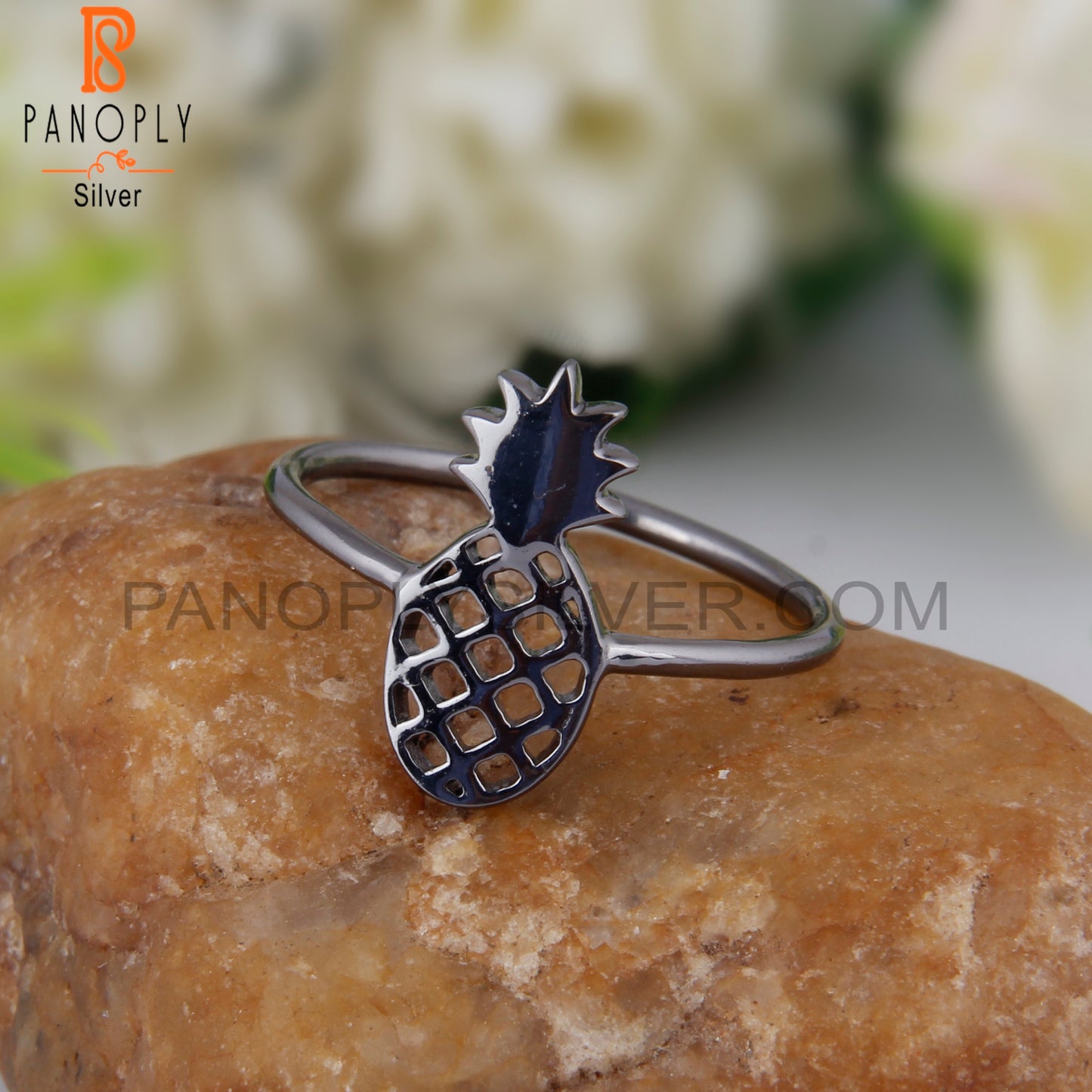 Pineapple Design Oxidized 925 Sterling Silver Ring