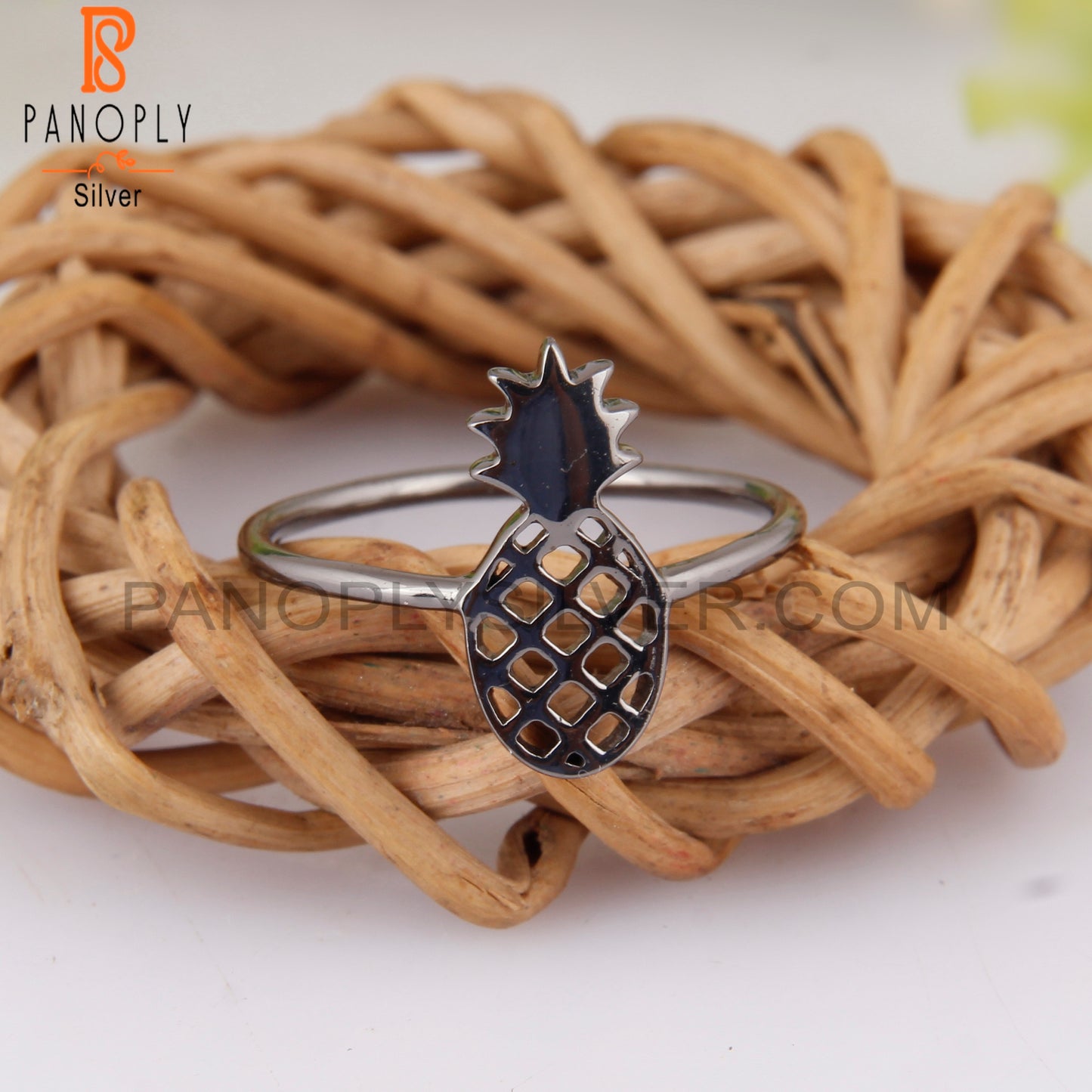 Pineapple Design Oxidized 925 Sterling Silver Ring