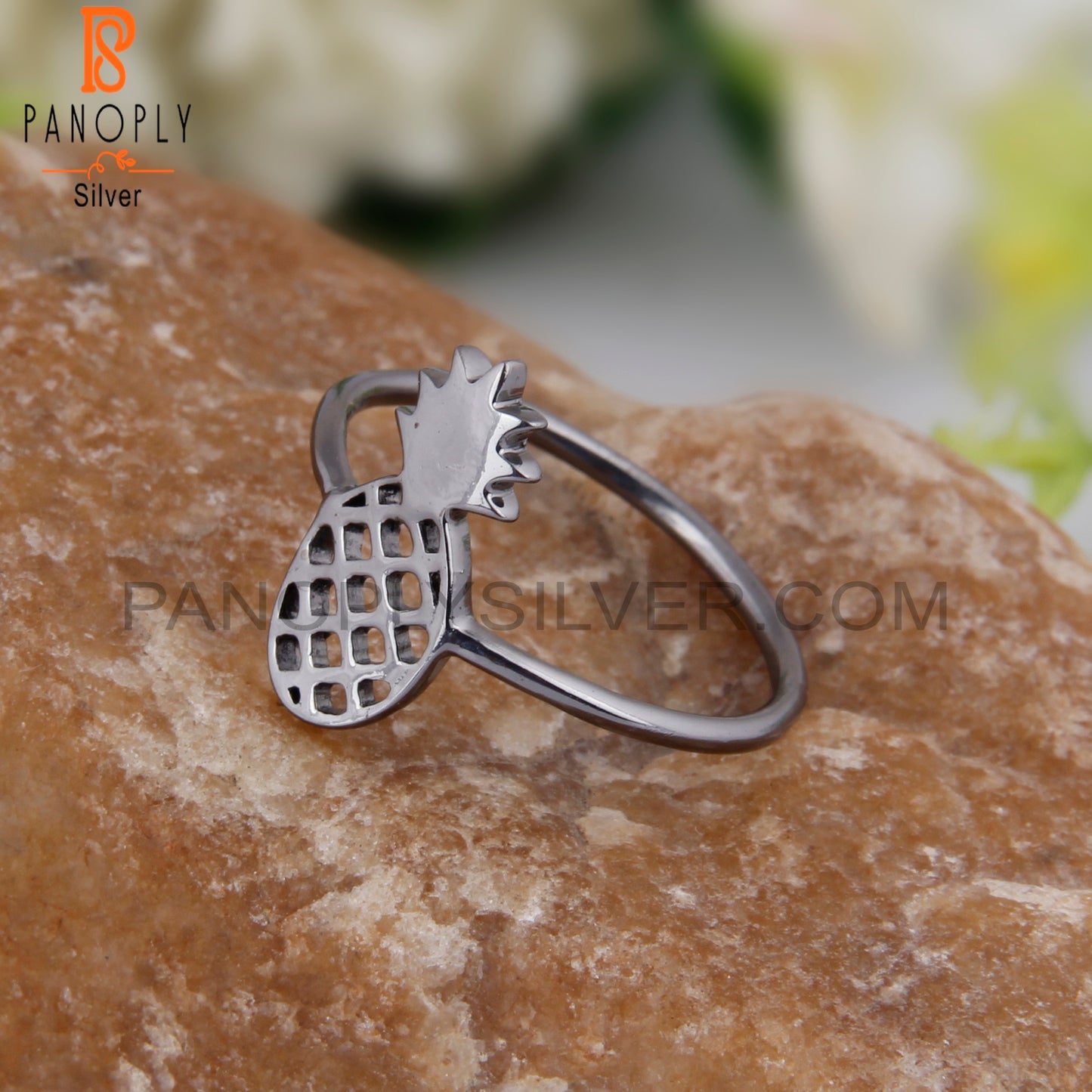 Pineapple Design Oxidized 925 Sterling Silver Ring