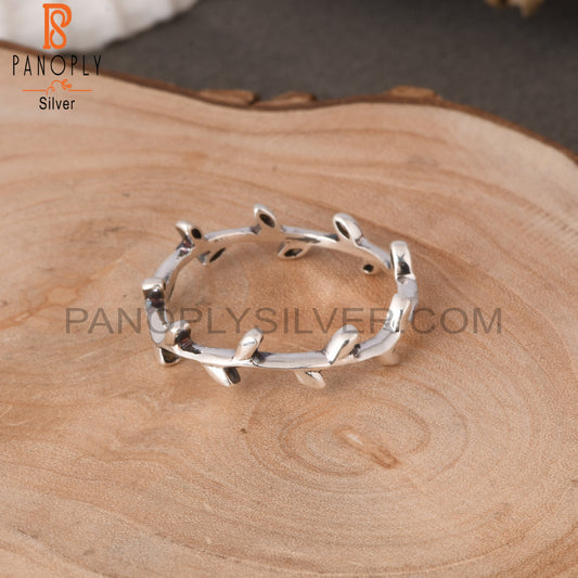 Leaf 925 Sterling Silver Band Ring