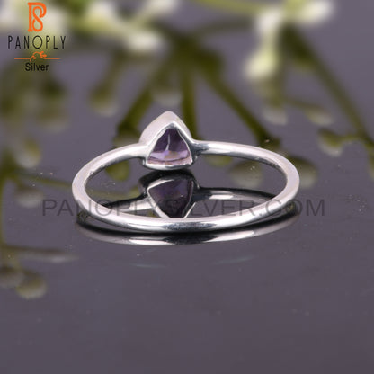 Lightweight Amethyst Trillion Shape 925 Sterling Silver Ring