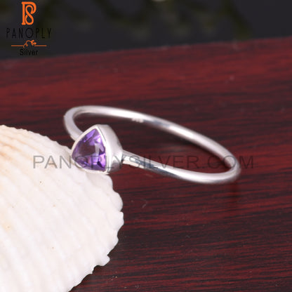 Lightweight Amethyst Trillion Shape 925 Sterling Silver Ring