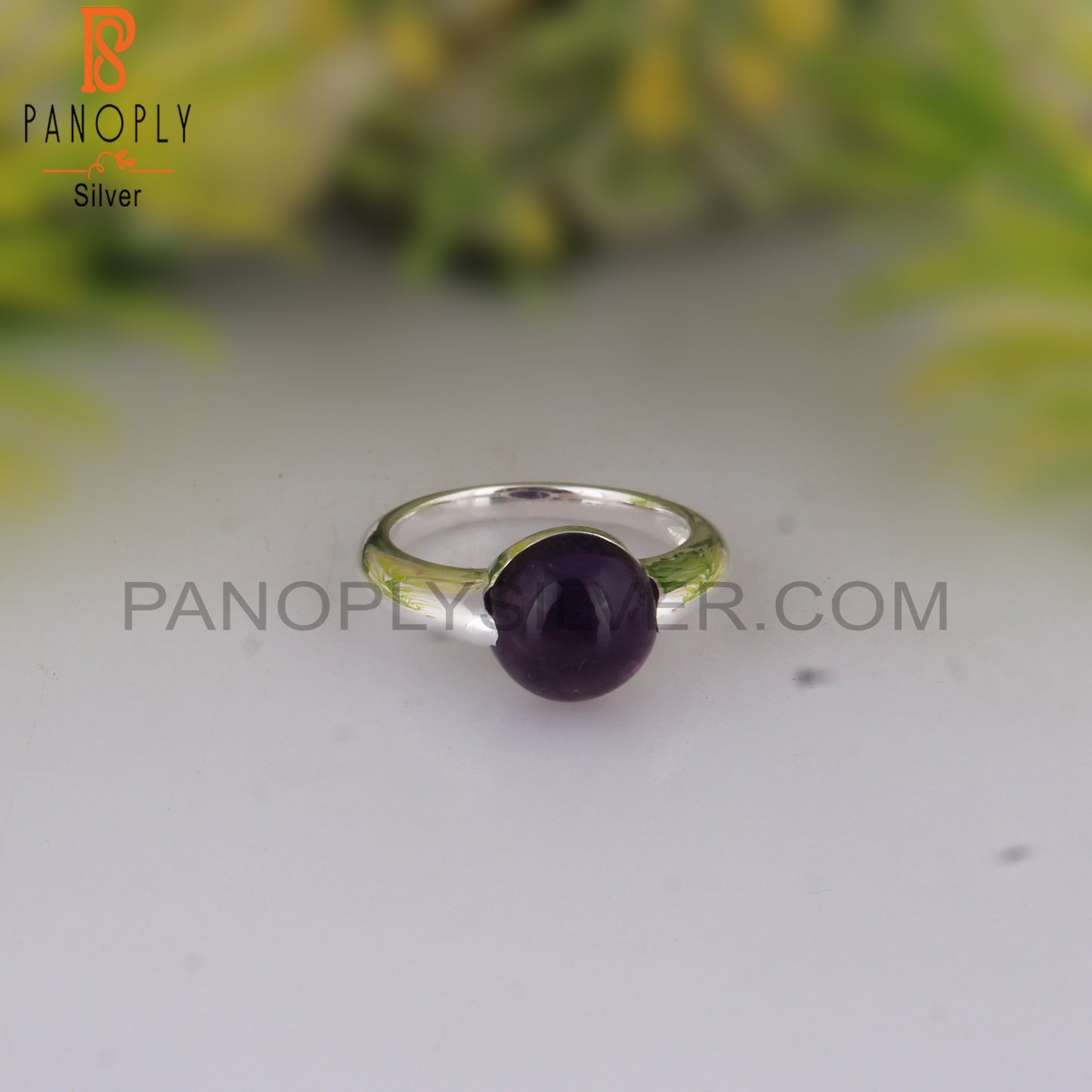 Amethyst Round Shape 925 Sterling Silver Jewelry Ring