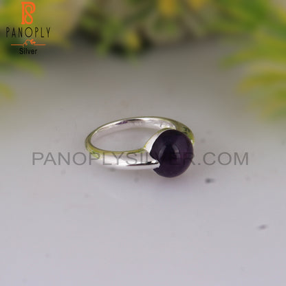 Amethyst Round Shape 925 Sterling Silver Jewelry Ring