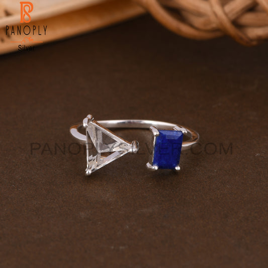 Lapis & Crystal Quartz 925 Sterling Silver Ring