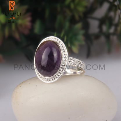 Oval Shape Amethyst Sterling Silver 925 Stamp Aesthetic Ring