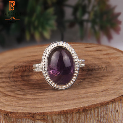 Oval Shape Amethyst Sterling Silver 925 Stamp Aesthetic Ring