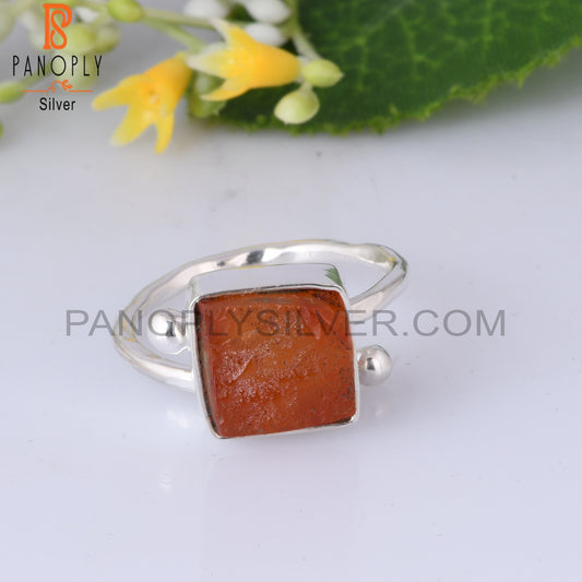 Carnelian Rough 925 Sterling Silver Adjustable Ring