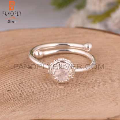 Rose Quartz 925 Sterling Silver Simple Ring