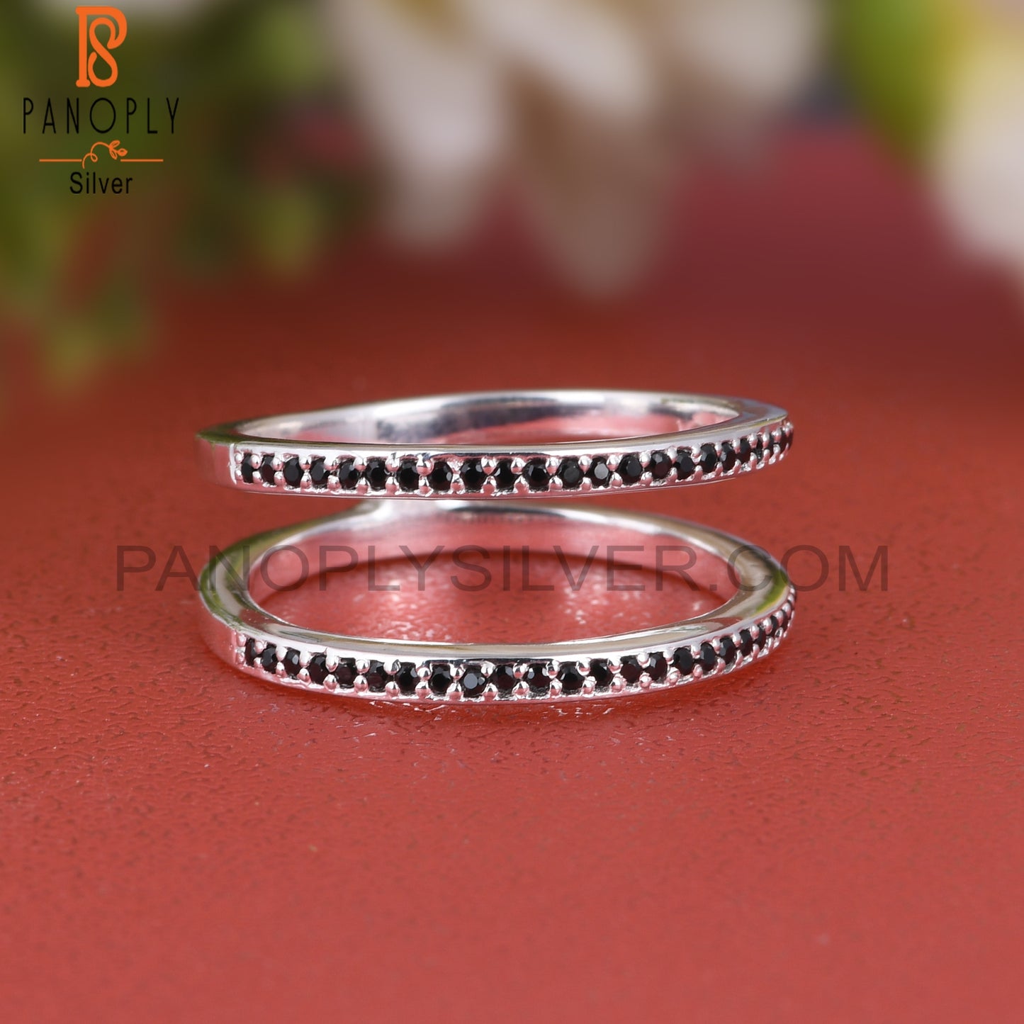 Black Spinal Round Shape 925 Sterling Silver Ring