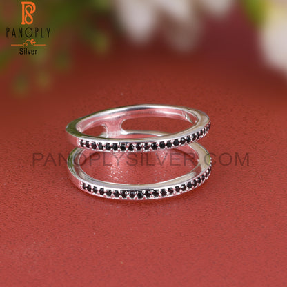 Black Spinal Round Shape 925 Sterling Silver Ring