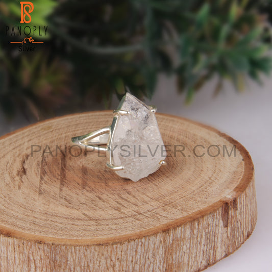 Herkimer Diamond Rough 925 Silver DesignerRing