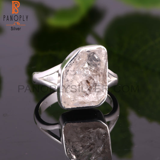 Herkimer Diamond Rough 925 Sterling Silver Fancy Ring