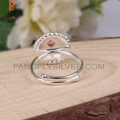 Pink Topaz Round Shape 925 Sterling Silver Chakra Ring