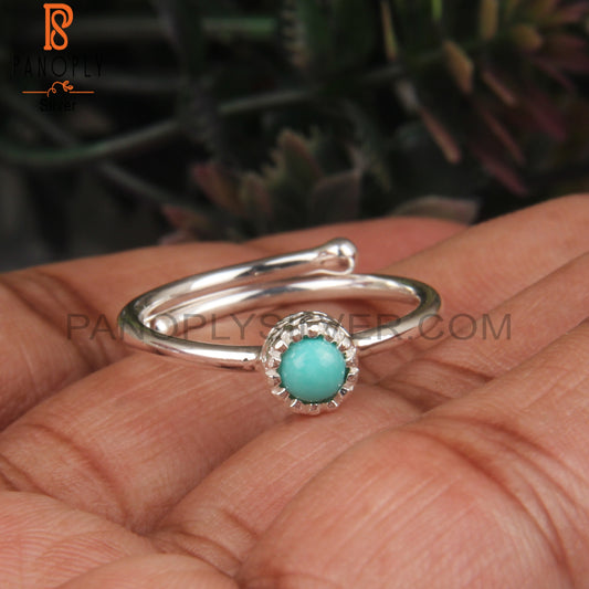 Arizona Turquoise Round Shape 925 Sterling Silver Ring