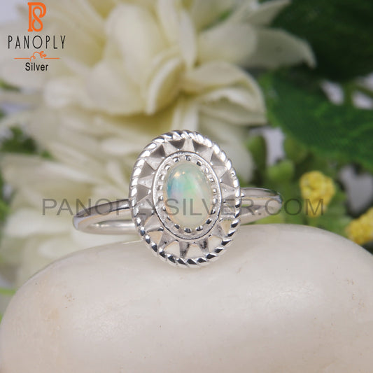 Ethiopian Opal Oval Shape 925 Sterling Silver Signet Ring