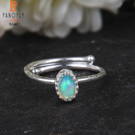 Openable Ethiopian Opal Oval Shape 925 Sterling Silver Ring