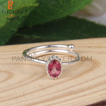 Pink Topaz Oval Shape 925 Sterling Silver Women Ring