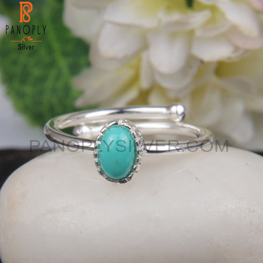 Blue Arizona Turquoise Oval Shape 925 Sterling Silver Ring