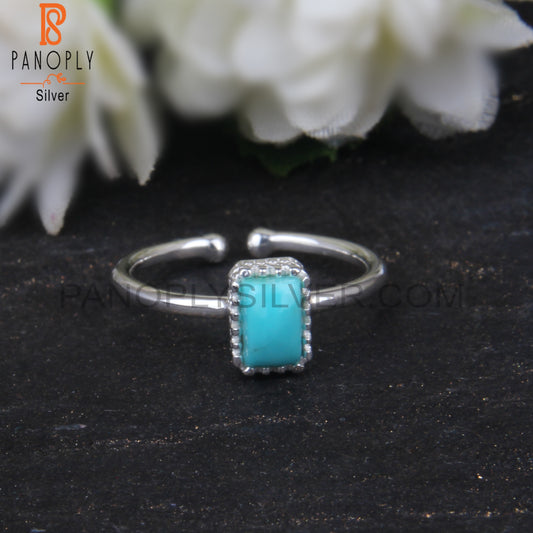 Arizona Turquoise Beguette 925 Silver Brithstone Ring