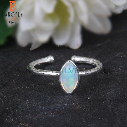 Ethiopian Opal Marquise Shape 925 Silver Adjustable Ring