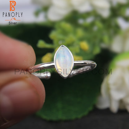 Ethiopian Opal Marquise Shape 925 Silver Adjustable Ring