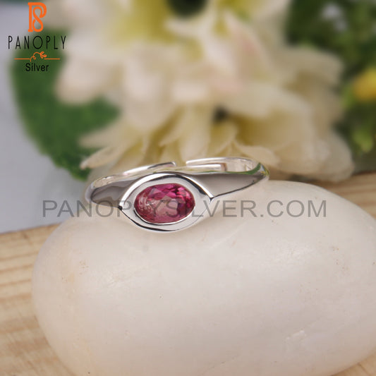 Oval Shape Pink Topaz 925 Silver Ring