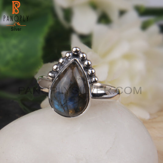 Labradorite Pear Hypoallergenic 925 Stamp Ring