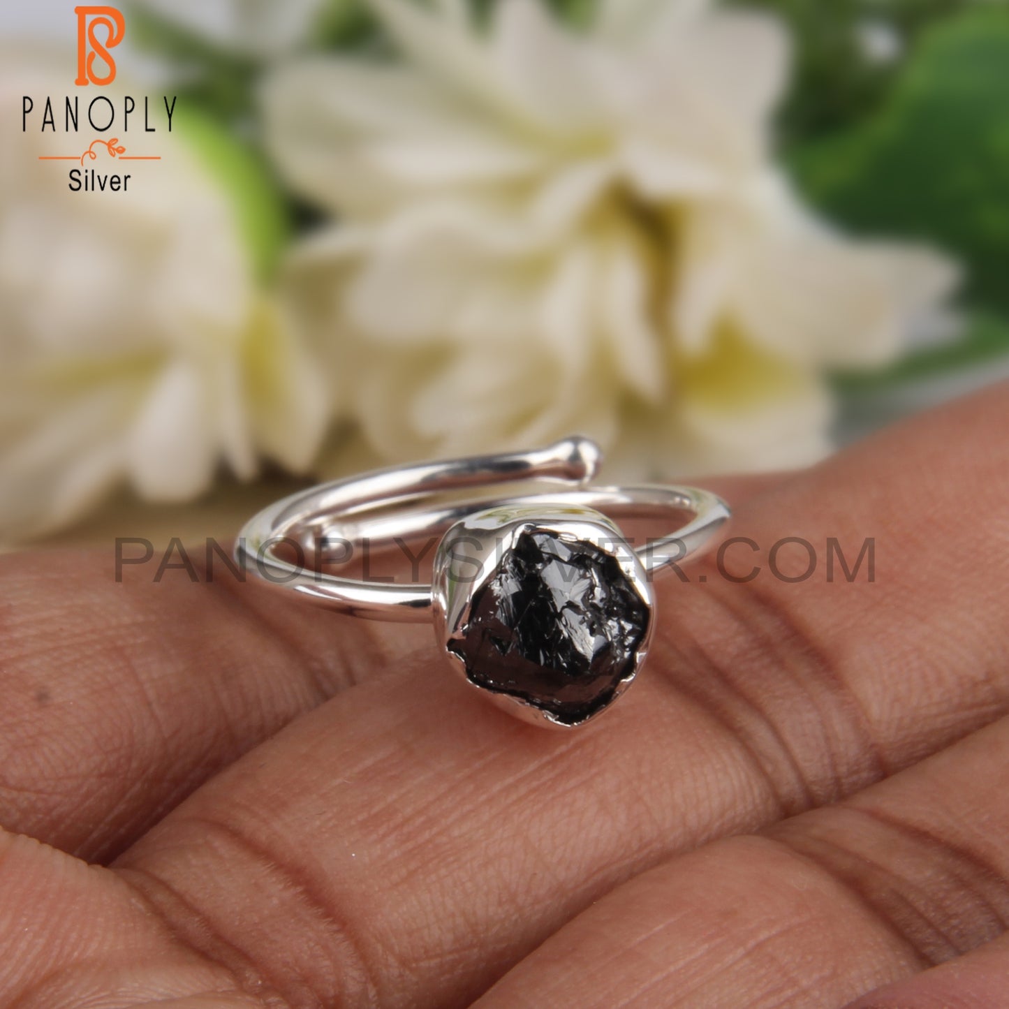 Black Diamond Rough 925 Sterling Silver Ring