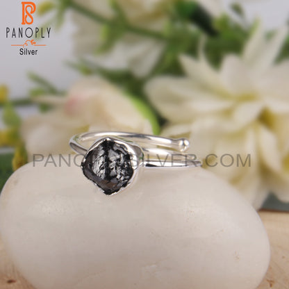 Black Diamond Rough 925 Sterling Silver Ring