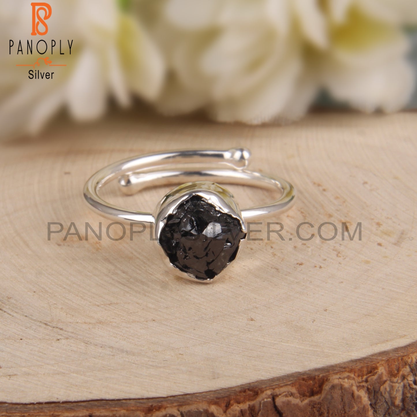 Black Diamond Rough 925 Sterling Silver Ring