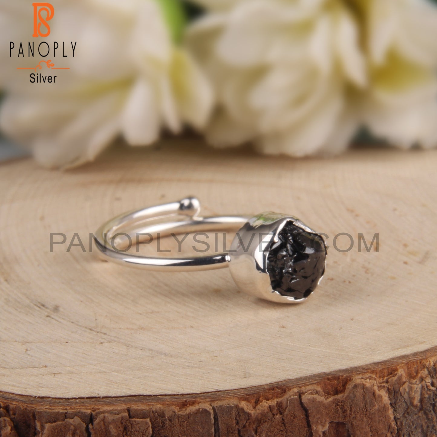 Black Diamond Rough 925 Sterling Silver Ring