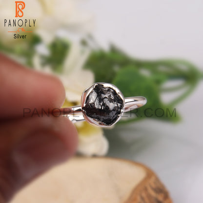 Black Diamond Rough 925 Sterling Silver Ring