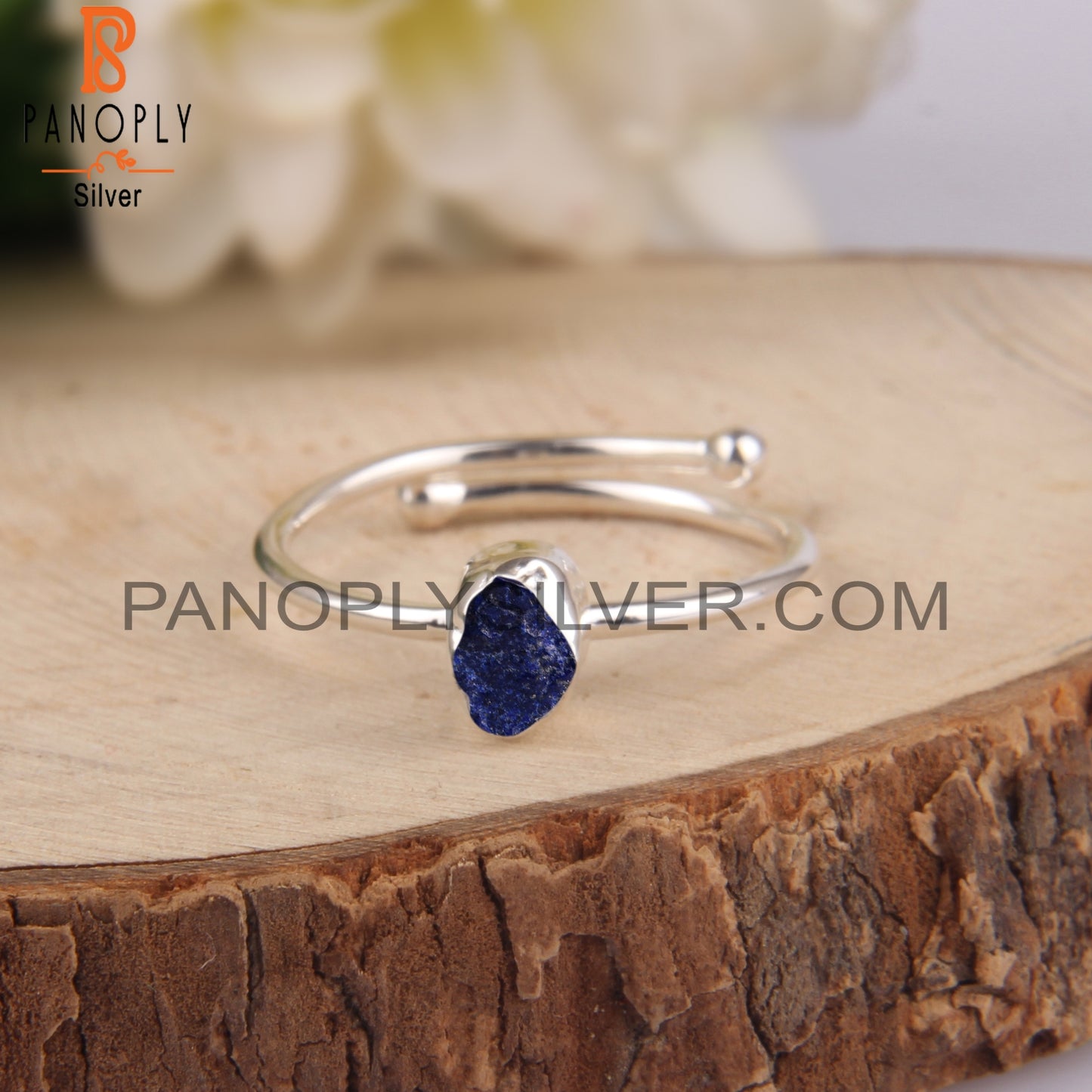 Lapis Lazuli 925 Sterling Silver Simple Openable Ring