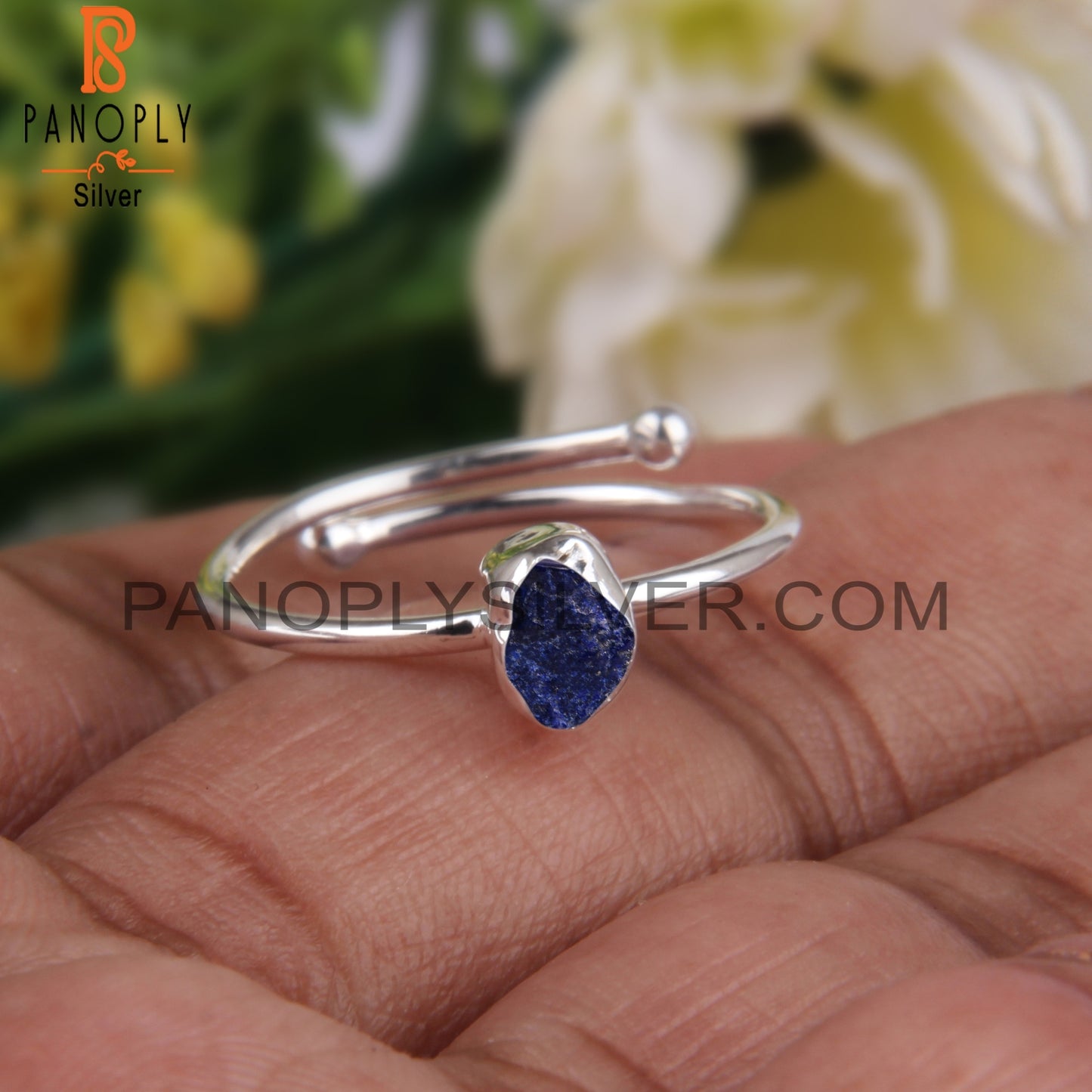 Lapis Lazuli 925 Sterling Silver Simple Openable Ring