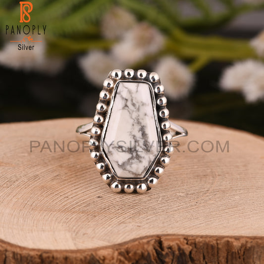 Howlite Coffin 925 Sterling Silver Anniversary Ring