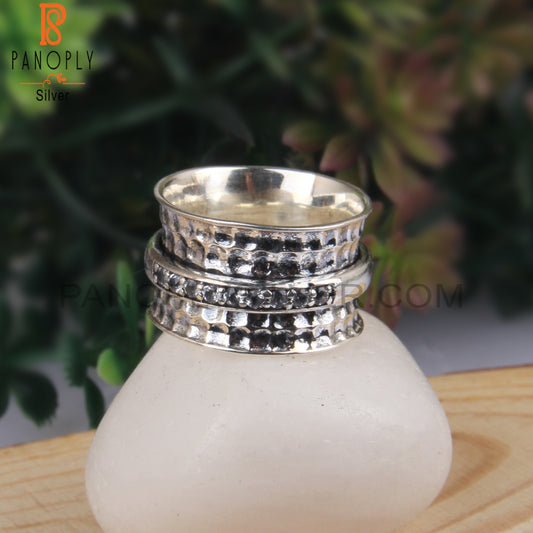 Round Shape White Topaz Sterling Silver 925 Elegant Ring