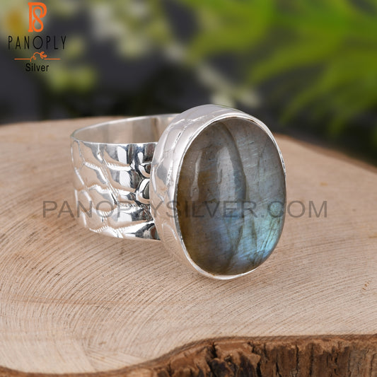 Labradorite Oval Shape 925 Sterling Silver Stackable Ring