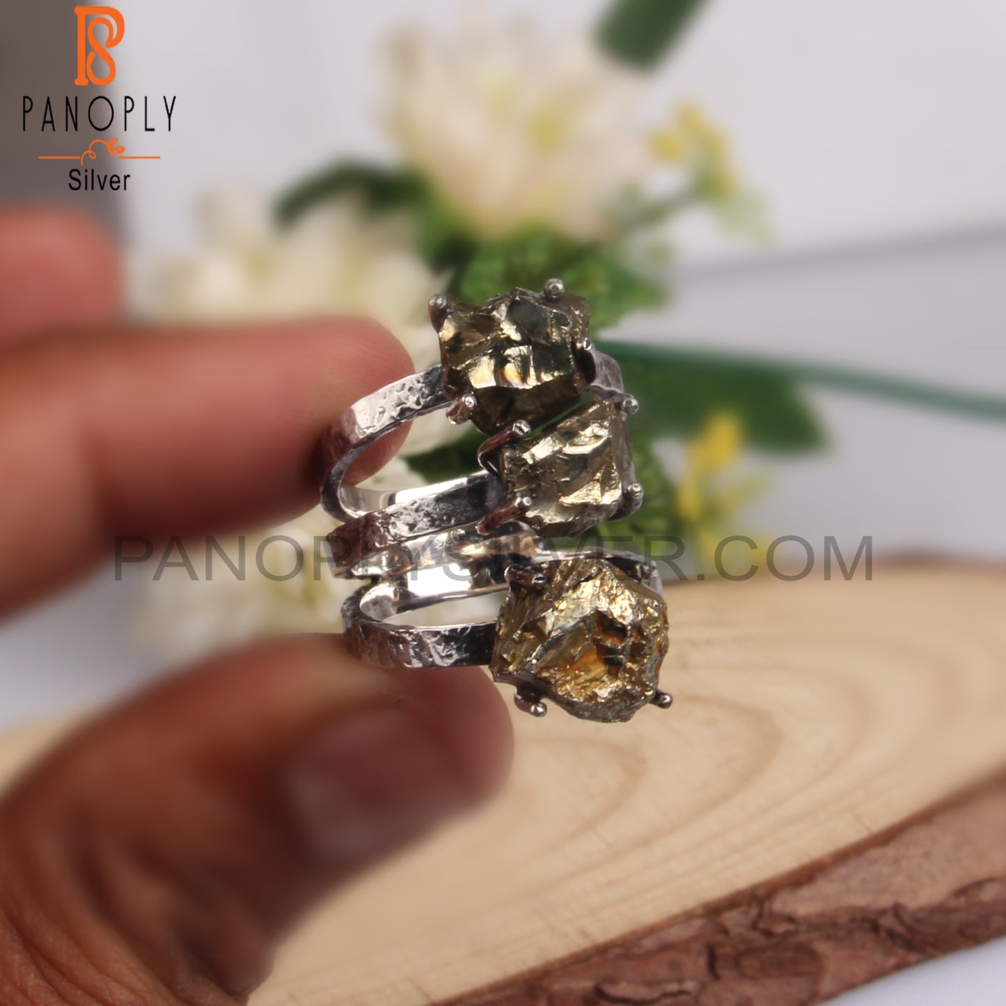 Pyrite Rough 925 Sterling Silver Boho Ring