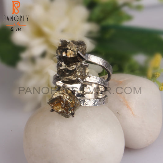 Pyrite Rough 925 Sterling Silver Boho Ring