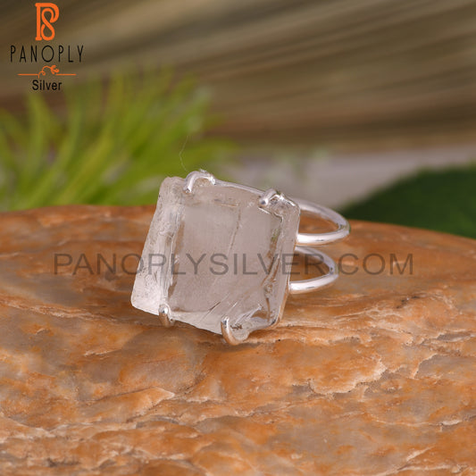 Crystal Quartz Rough 925 Sterling Silver Ring