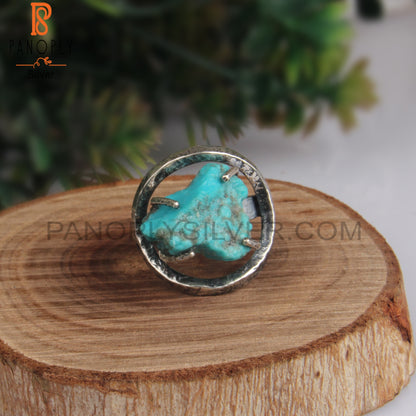 Arizona Turquoise Rough 925 Sterling Silver Daily Wear Ring