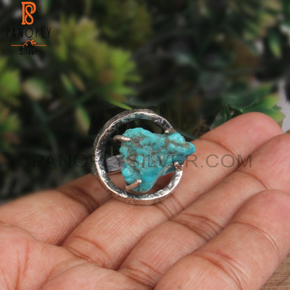 Arizona Turquoise Rough 925 Sterling Silver Daily Wear Ring