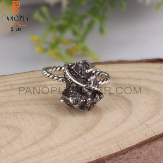 Meteorite Rough 925 Sterling Silver Twist Ring