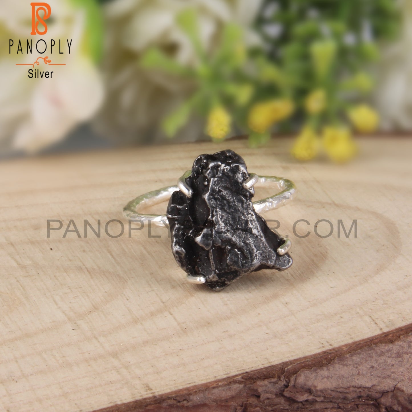 Meteorite Rough Gem 925 Sterling Silver Ring