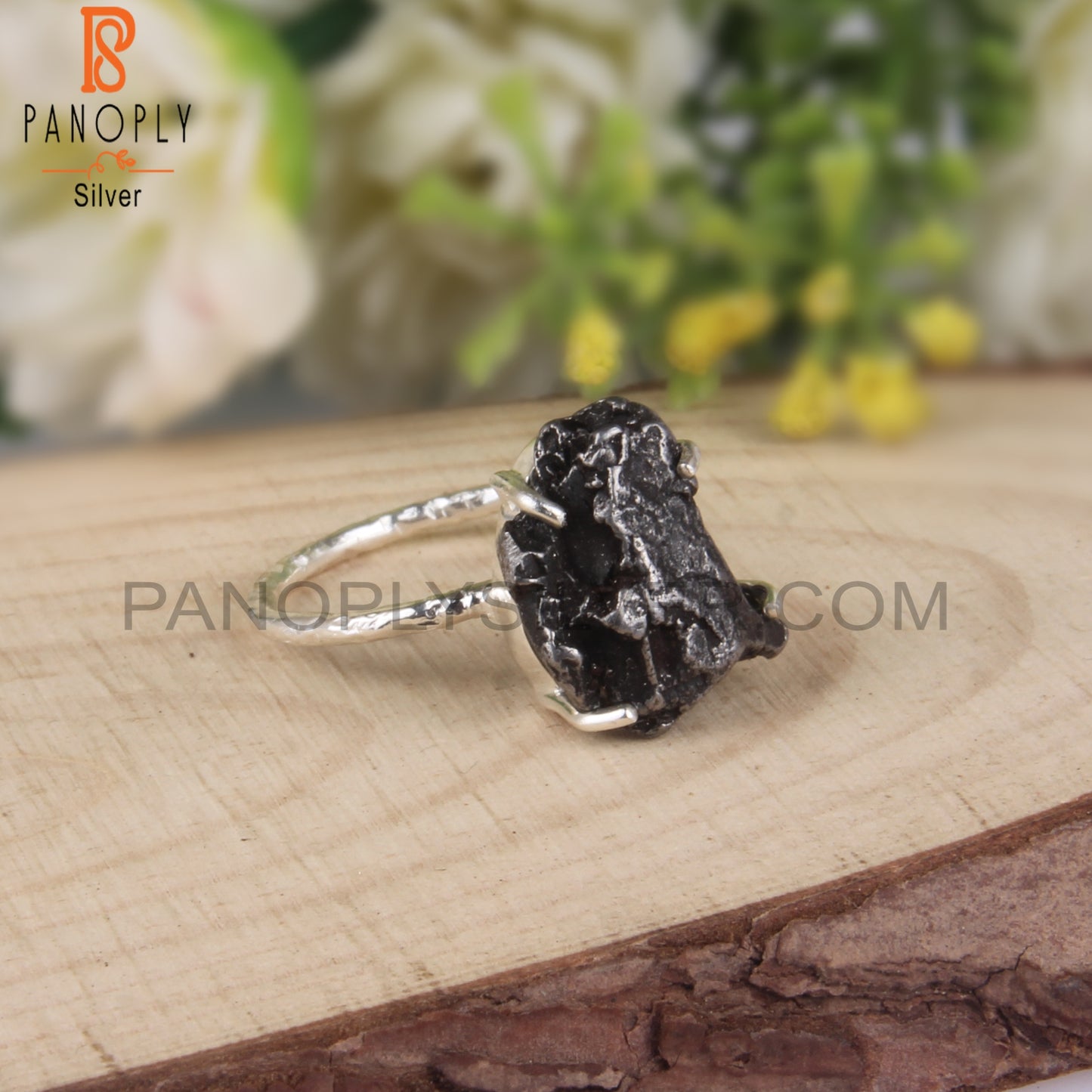 Meteorite Rough Gem 925 Sterling Silver Ring