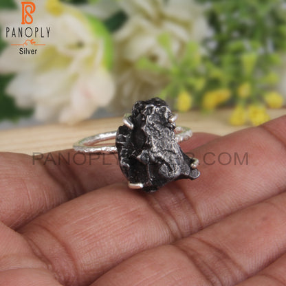 Meteorite Rough Gem 925 Sterling Silver Ring