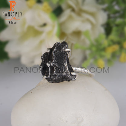 Meteorite Rough Gem 925 Sterling Silver Ring