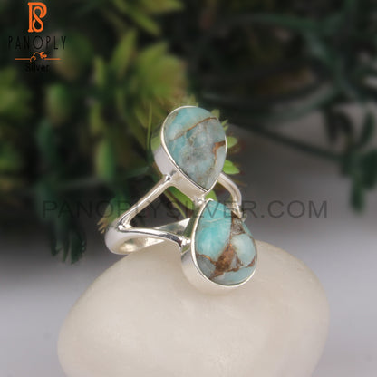 Natural Mojave Amazonite Pear Shape Hypoallergenic 925 Ring